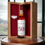 Macallan 50 Red Collection in its red lacquered luxury case with magnetic closure