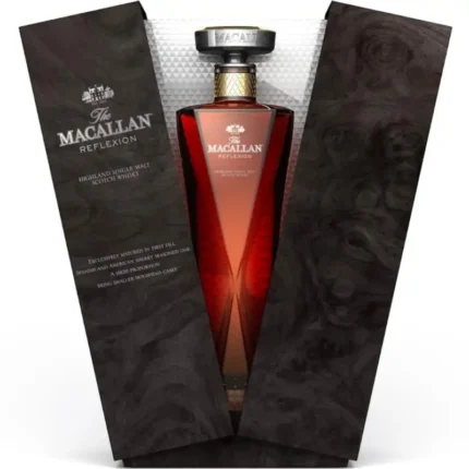 Macallan Reflexion in its original black gift box with gold detailing from the 1824 Series