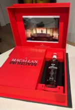 Macallan Masters of Photography Magnum Edition in its black gift box with Magnum Photos branding and photo book