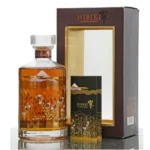Hibiki 17 Mount Fuji bottle displayed with its original gift box showing matching Mount Fuji design
