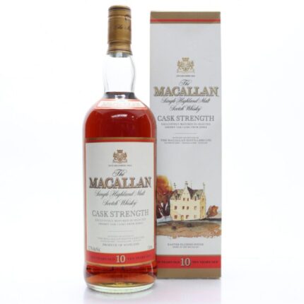 Macallan Cask Strength Old in original cardboard box with vintage Macallan branding