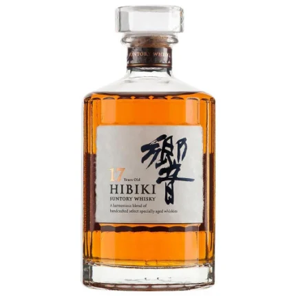Hibiki 17 Year Old bottle with iconic 24-faceted glass and gold label, 700ml, 43% ABV