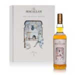 Macallan Folio 1 in its book-inspired black gift box with gold calligraphy, travel retail exclusive