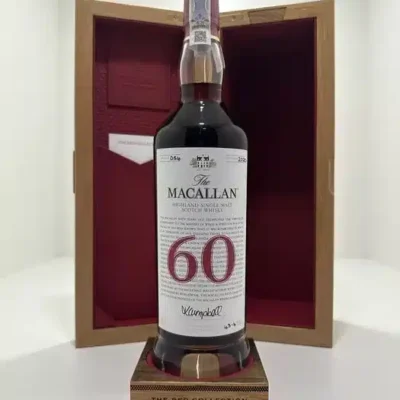 Macallan 60 Red Collection in its red lacquered luxury case with magnetic closure
