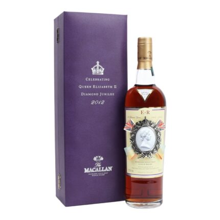 Macallan Diamond Jubilee in its solid oak presentation case with royal insignia and Scottish wool lining