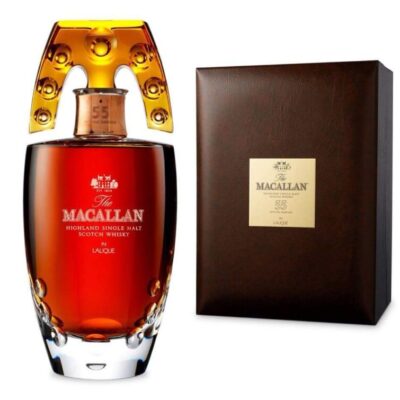 The Macallan Lalique Six Pillars crystal decanter with amber liquid, 700ml, cask strength
