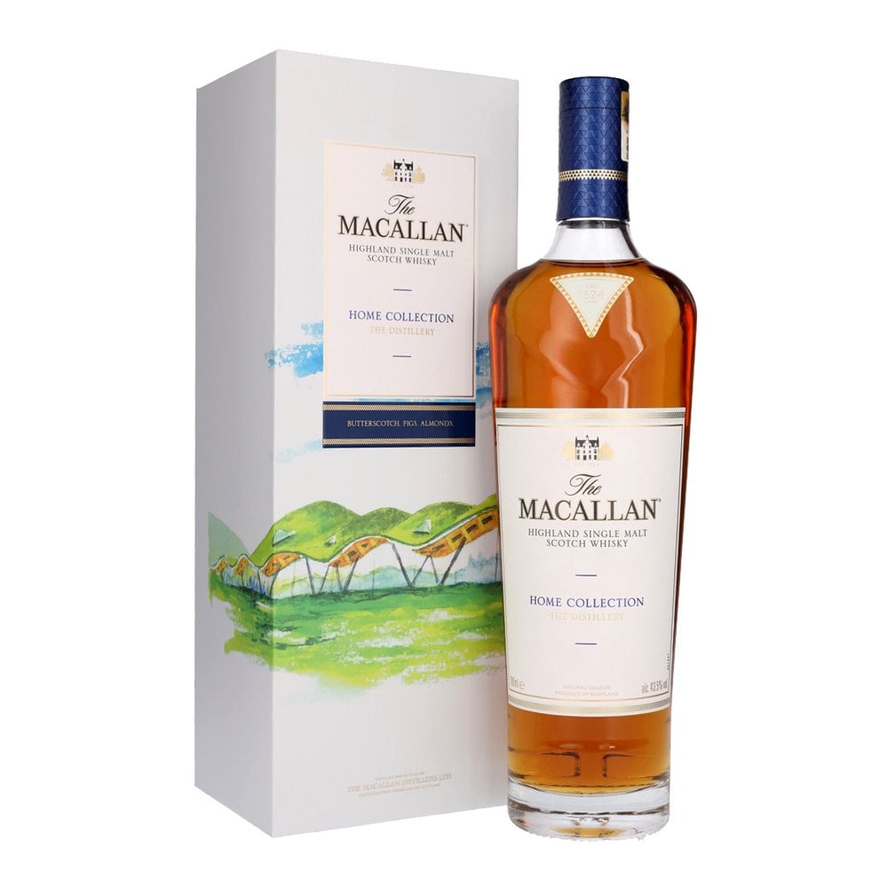 macallan-home-collection-the-distillery Macallan Home Collection in its luxury gift box featuring River Spey and barley field artwork