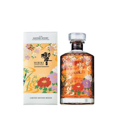 Hibiki Japanese Harmony 30th Anniversary Limited Edition bottle with gold-accented label and cherry blossom motif, 700ml, 43% ABV